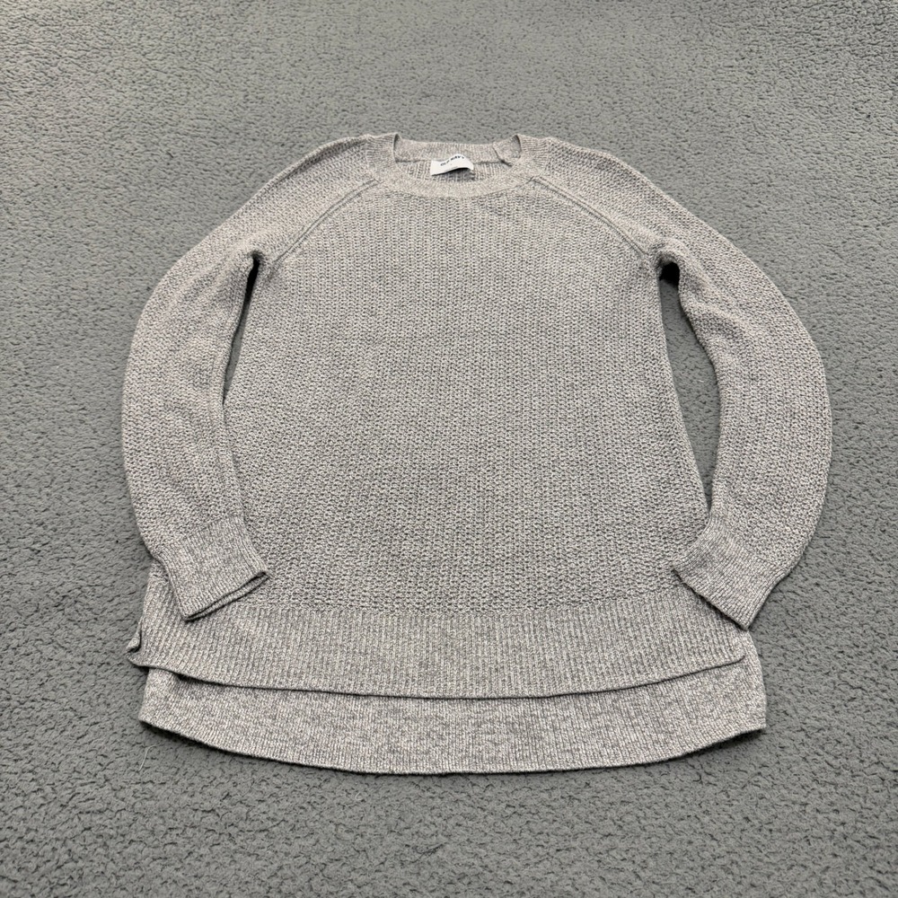 Old Navy Sweater Womens Size S Grey Waffle Knit Raglan Long Sleeve High-Low